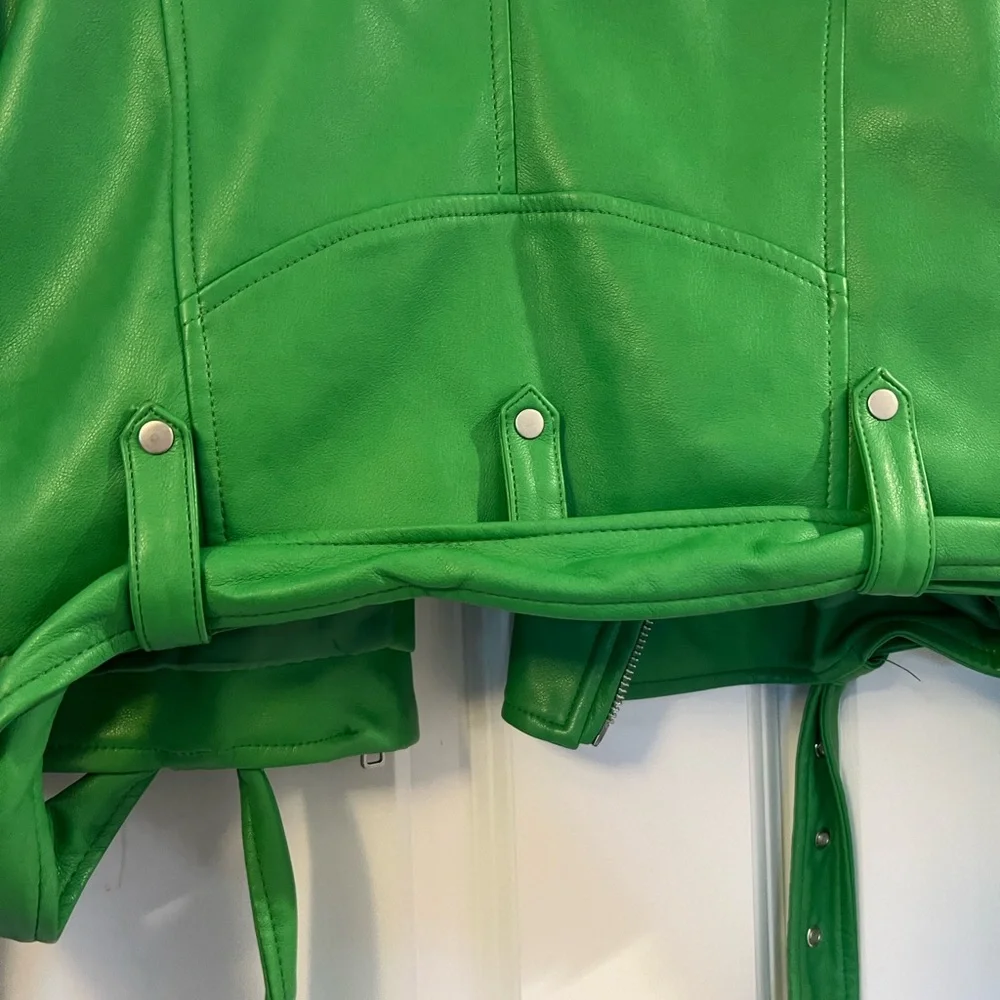 Avec Les Filles Bright Green Leather Jacket - Picture 5 of 5